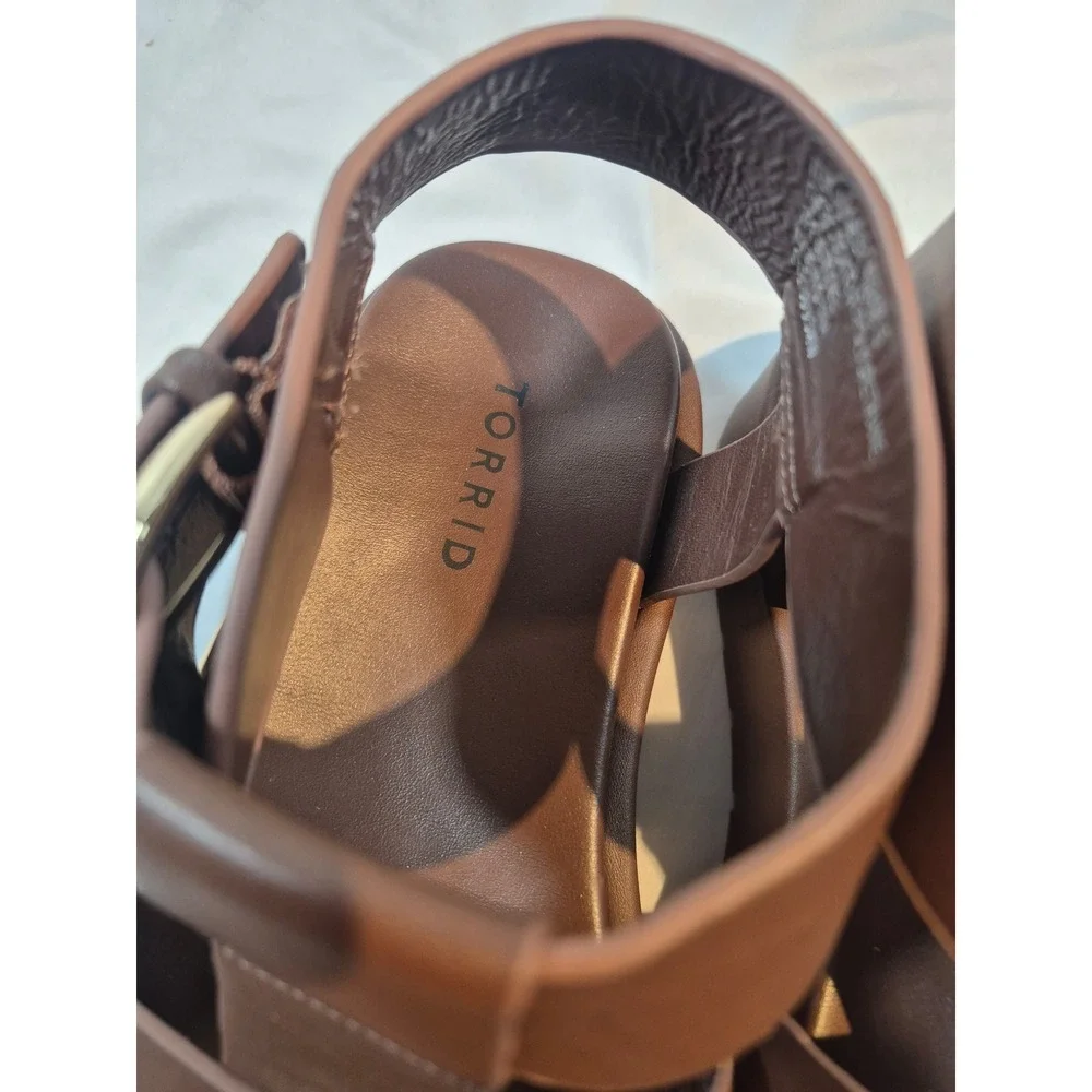 Torrid Dark Brown Gladiator Strappy Buckle Chunky Sandals US 9.5WW EU 39.5